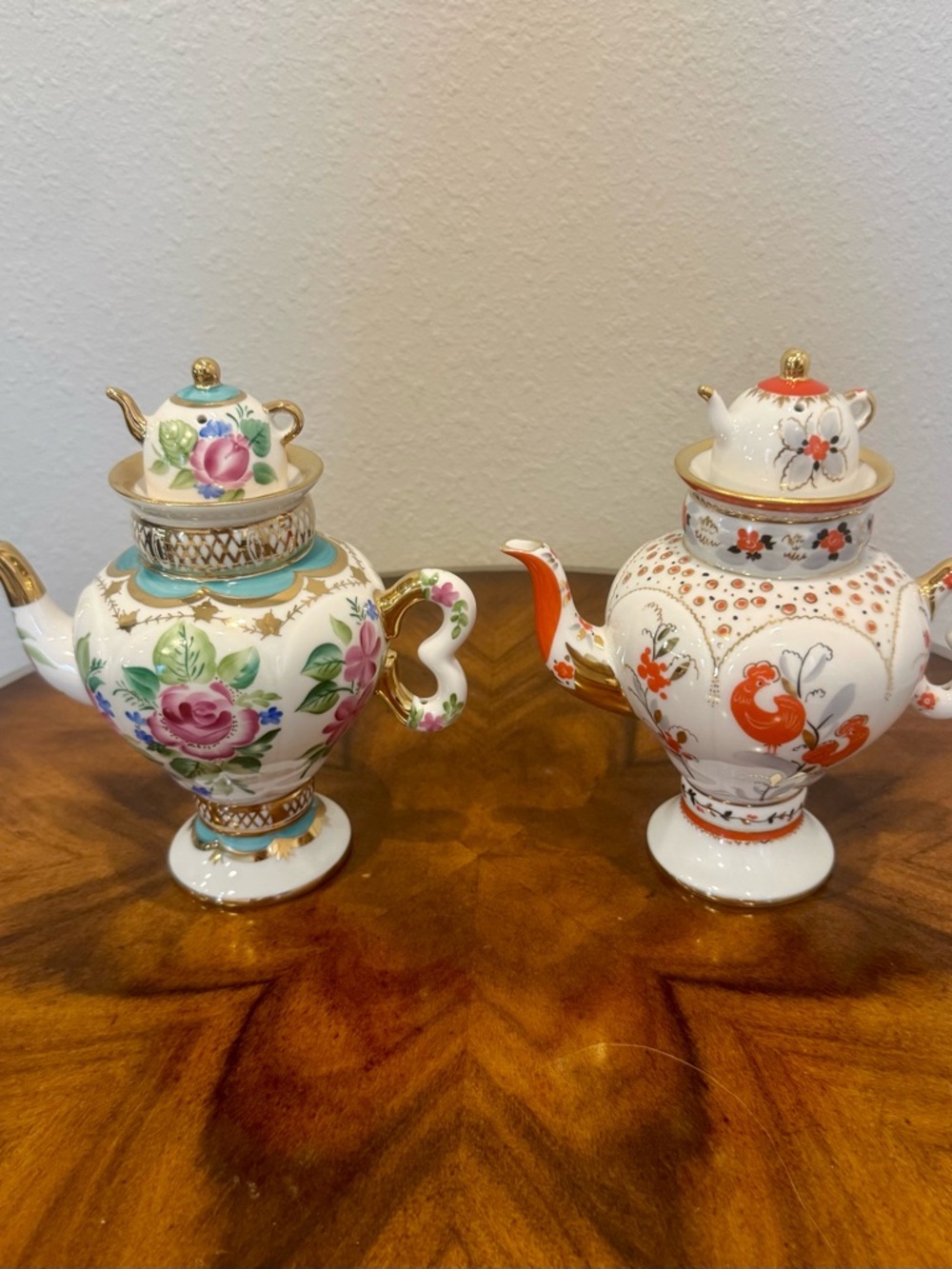 2 Russian Lomonosov Hand Painted Porcelain Tea Pots Imperial Porcelain Factory - Picture 5 of 14